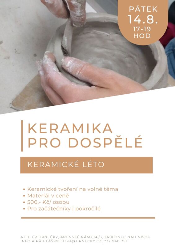 Keramické léto - Keramika pro dospělé - 14.8.2026